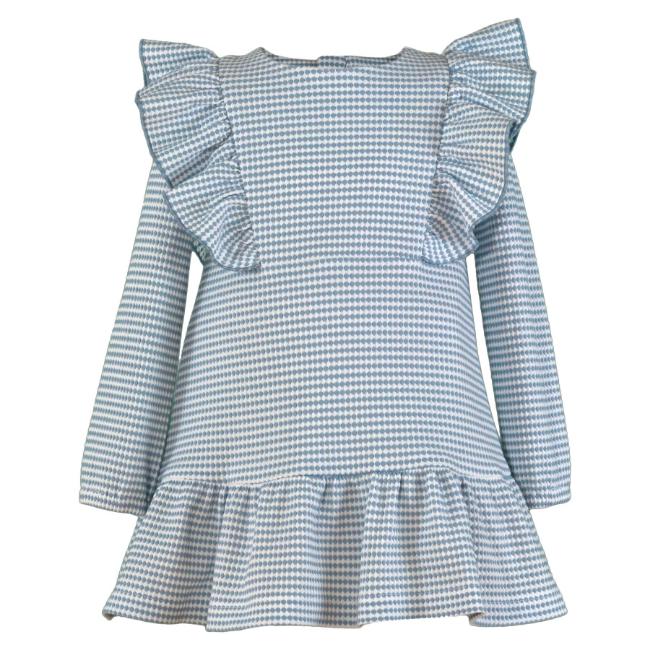 Picture of Miranda Girls Frill Check Drop Waist Dress - Blue