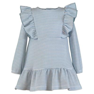 Picture of PRE ORDER Miranda Girls Frill Check Drop Waist Dress - Blue