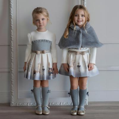 Picture of PRE ORDER Miranda Baby Girls London Graphics Dress - Ivory Grey
