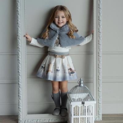 Picture of PRE ORDER Miranda Girls London Graphics Skirt Set - Ivory Grey
