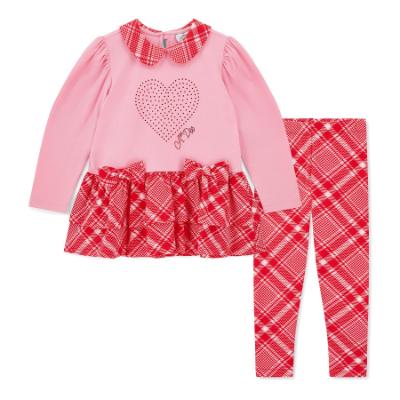 Picture of PRE ORDER A Dee Love Story Lydia Check Legging Set X 2 - Peony Pink