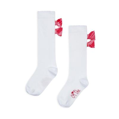 Picture of PRE ORDER A Dee Love Story Landon Check Bow Knee High Socks - Snow White