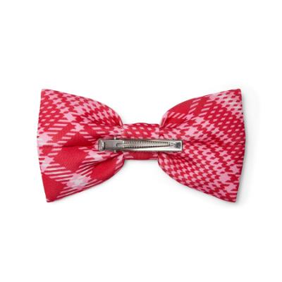 Picture of PRE ORDER A Dee Love Story Leighton Check Bow Hair Clip - Vibrant Red