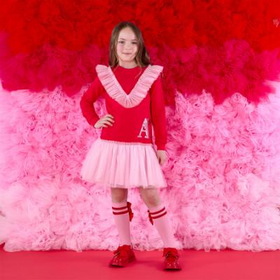 Picture of PRE ORDER A Dee Love Story Lacey Sweat Tulle Dress - Vibrant Red Pink