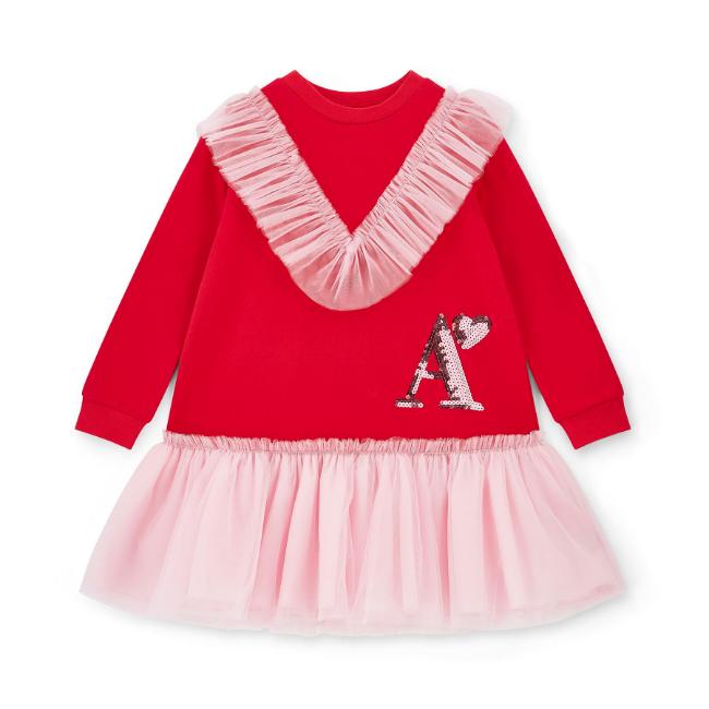 Picture of PRE ORDER A Dee Love Story Lacey Sweat Tulle Dress - Vibrant Red Pink