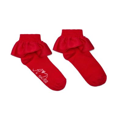Picture of PRE ORDER A Dee Love Story Loulou Frill Ankle Socks - Vibrant Red