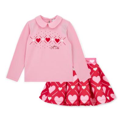 Picture of PRE ORDER A Dee Love Story Lyla Heart Print Skirt Set X 2 - Peony Pink