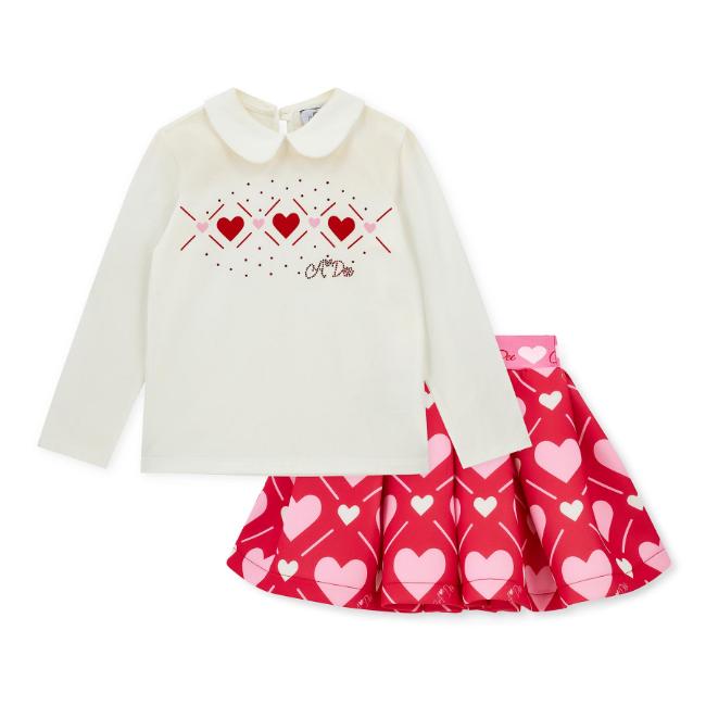 Picture of A Dee Love Story Lyla Heart Print Skirt Set X 2 - Snow White
