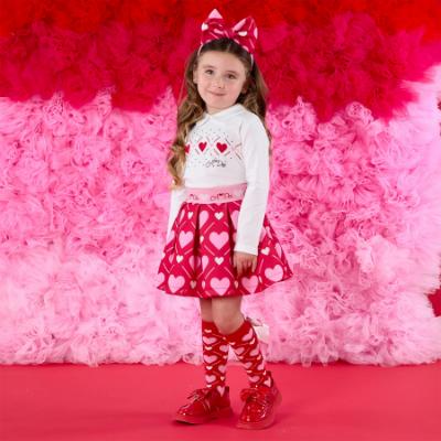Picture of PRE ORDER A Dee Love Story Lyla Heart Print Skirt Set X 2 - Snow White