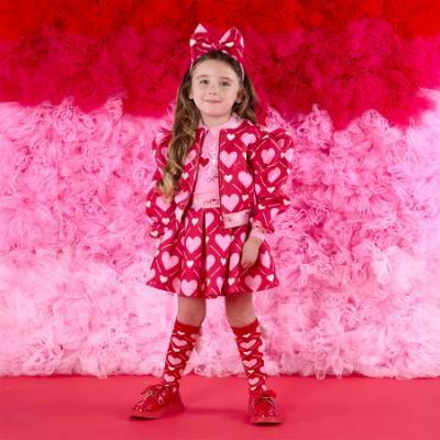 Picture of PRE ORDER A Dee Love Story Lisette Heart Print Bomber - Vibrant Red