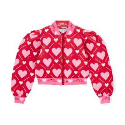 Picture of PRE ORDER A Dee Love Story Lisette Heart Print Bomber - Vibrant Red