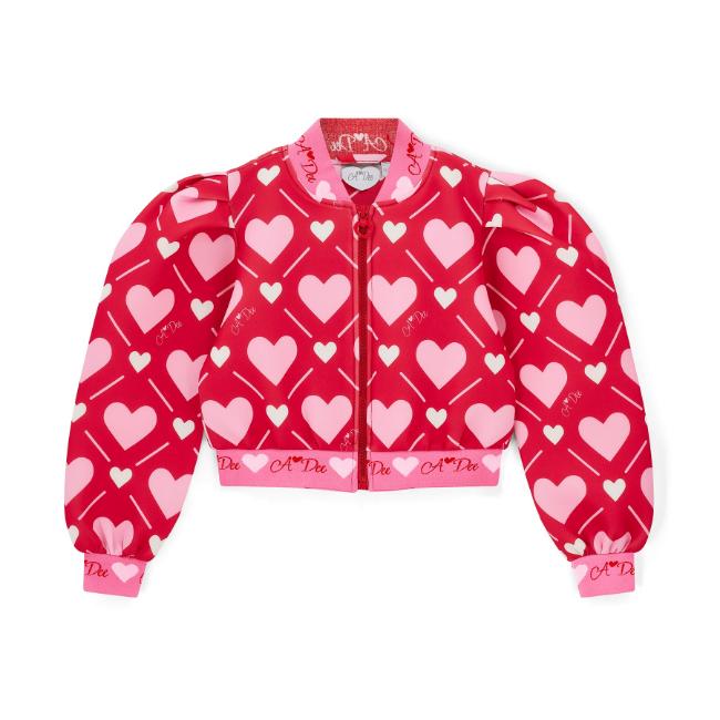 Picture of PRE ORDER A Dee Love Story Lisette Heart Print Bomber - Vibrant Red