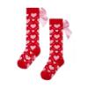 Picture of PRE ORDER A Dee Love Story Leah Heart Print Bow Knee High Socks - Vibrant Red