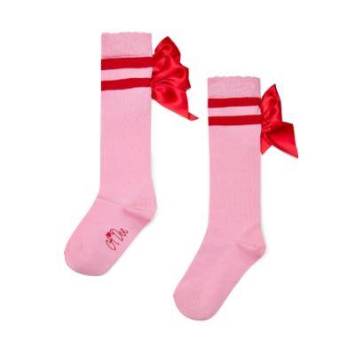 Picture of PRE ORDER A Dee Love Story Lucy Knee High Bow Socks - Peony Pink