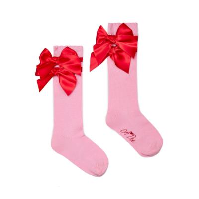 Picture of PRE ORDER A Dee Love Story Lucy Knee High Bow Socks - Peony Pink
