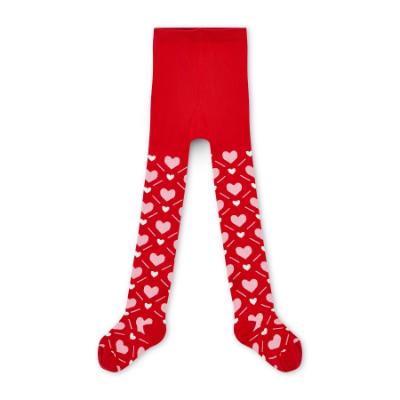 Picture of PRE ORDER A Dee Love Story Lake Heart Print Tights - Vibrant Red