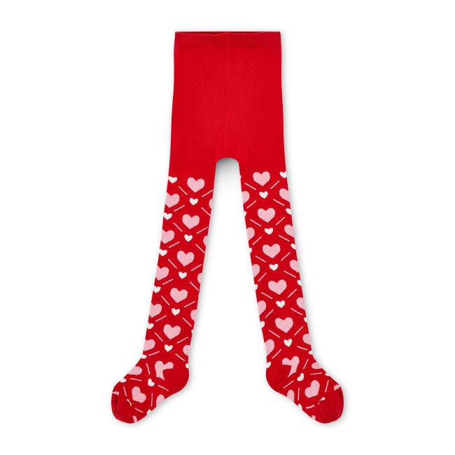 Picture of PRE ORDER A Dee Love Story Lake Heart Print Tights - Vibrant Red