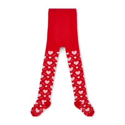 Picture of PRE ORDER A Dee Love Story Lake Heart Print Tights - Vibrant Red