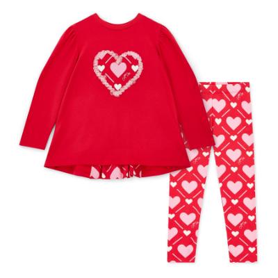 Picture of PRE ORDER A Dee Love Story Lola Heart Print Legging Set X 2 - Vibrant Red