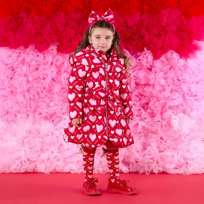 Picture of PRE ORDER A Dee Love Story Lauren Heart Print Bow Jacket - Vibrant Red