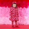 Picture of PRE ORDER A Dee Love Story Lauren Heart Print Bow Jacket - Vibrant Red