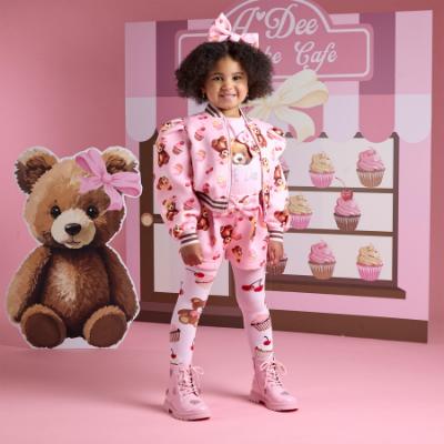 Picture of PRE ORDER A Dee Teddy Bear Bakery Lisette Bear Print Bomber - Pink Fairy