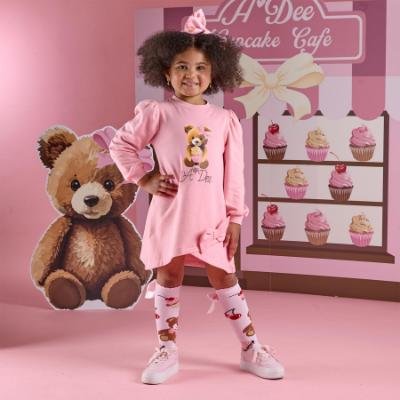 Picture of PRE ORDER A Dee Teddy Bear Bakery Michelle Sweat Dress With Bow - Rose Pink