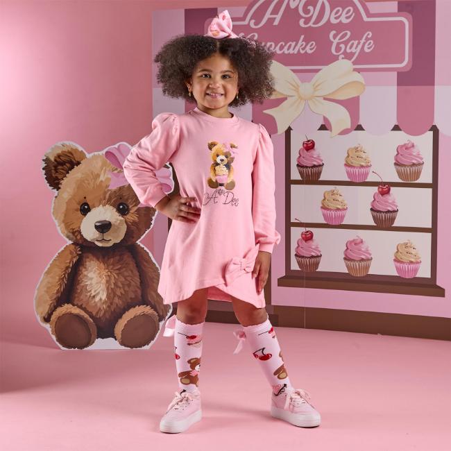 Picture of PRE ORDER A Dee Teddy Bear Bakery Michelle Sweat Dress With Bow - Rose Pink