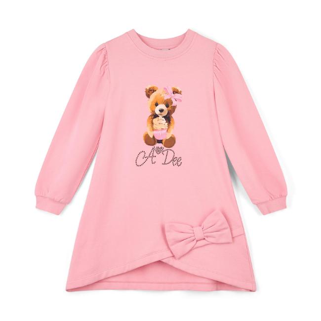 Picture of A Dee Teddy Bear Bakery Michelle Sweat Dress With Bow - Rose Pink