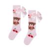 Picture of A Dee Teddy Bear Bakery Leah Bear Print Bow Knee High Socks - Pink Fairy