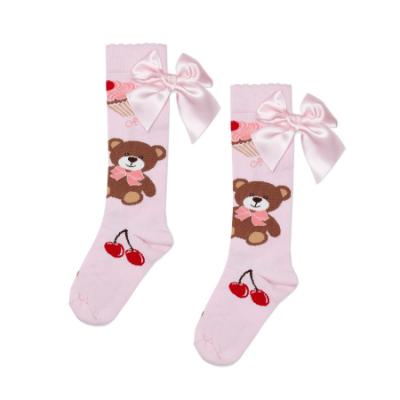 Picture of PRE ORDER A Dee Teddy Bear Bakery Leah Bear Print Bow Knee High Socks - Pink Fairy