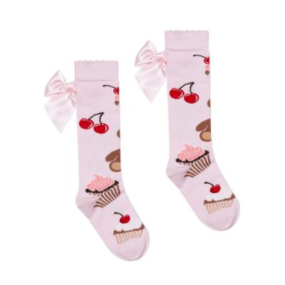 Picture of PRE ORDER A Dee Teddy Bear Bakery Leah Bear Print Bow Knee High Socks - Pink Fairy