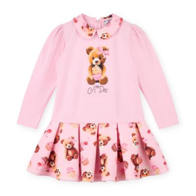 Picture of A Dee Teddy Bear Bakery Meadow Bear Print Mix Dress - Pink Fairy