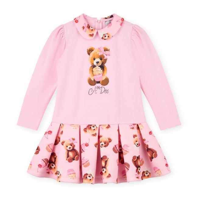 Picture of PRE ORDER A Dee Teddy Bear Bakery Meadow Bear Print Mix Dress - Pink Fairy