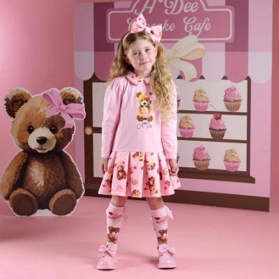 Picture of PRE ORDER A Dee Teddy Bear Bakery Meadow Bear Print Mix Dress - Pink Fairy