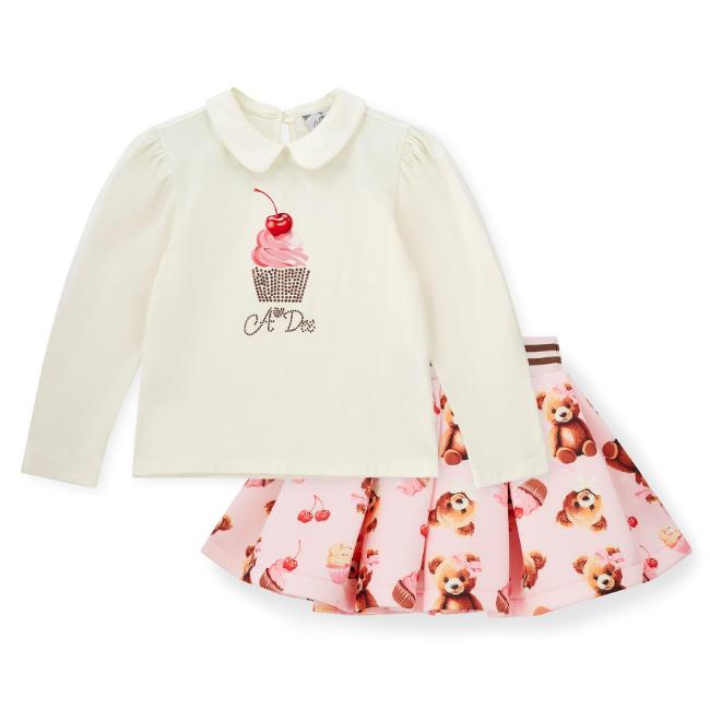 Picture of PRE ORDER A Dee Teddy Bear Bakery Mabel Bear Print Skirt Set - Snow White