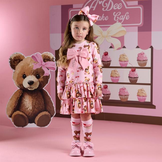 Picture of A Dee Teddy Bear Bakery Liberty Bear Print Frill Dress - Pink Fairy