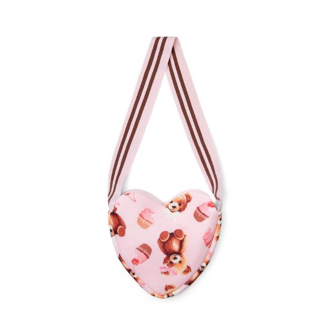Picture of A Dee Teddy Bear Bakery Louise Bear Print Heart Handbag - Pink Fairy