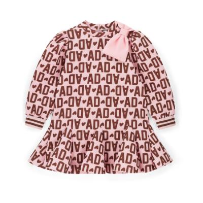 Picture of PRE ORDER A Dee Initial Icon Maisie Initial Print Bow Dress - Chocolate Brown