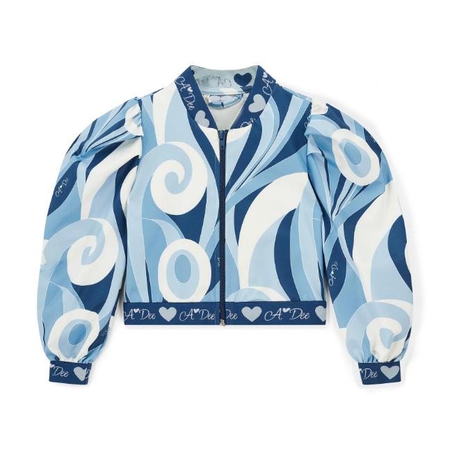 Picture of PRE ORDER A Dee Twilight Twirls Lizzy Swirl Print Bomber - Powder Blue