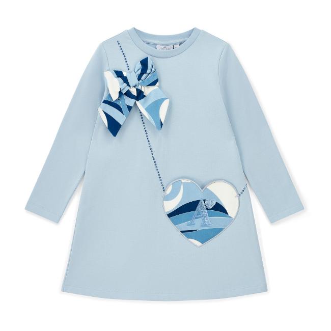 Picture of A Dee Twilight Twirls Lotus Handbag Sweat Dress - Powder Blue