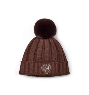 Picture of PRE ORDER A Dee Initial Icon Mallory Pom Pom Knitted Hat - Chocolate Brown