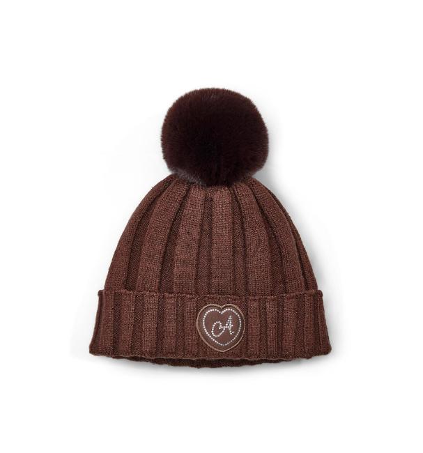 Picture of PRE ORDER A Dee Initial Icon Mallory Pom Pom Knitted Hat - Chocolate Brown