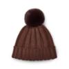 Picture of PRE ORDER A Dee Initial Icon Mallory Pom Pom Knitted Hat - Chocolate Brown