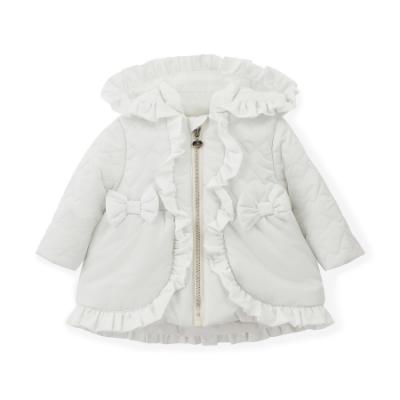 Picture of PRE ORDER Little A Baby Girls Cute As A Cupcake Kaia Heart Embroidery Puff Hooded Jacket - Snow White