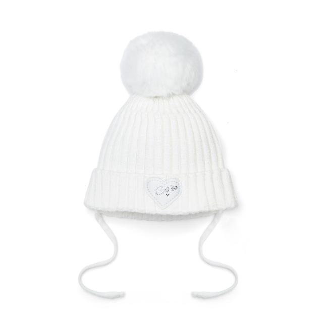 Picture of Little A Baby Girls Cute As A Cupcake Kamila Knitted Lurex Pom Pom Hat -  Snow White