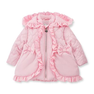 Picture of PRE ORDER Little A Baby Girls Cute As A Cupcake Kaia Heart Embroidery Puff Hooded Jacket - Pink Fairy