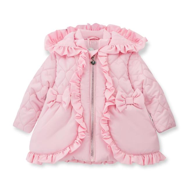Picture of PRE ORDER Little A Baby Girls Cute As A Cupcake Kaia Heart Embroidery Puff Hooded Jacket - Pink Fairy
