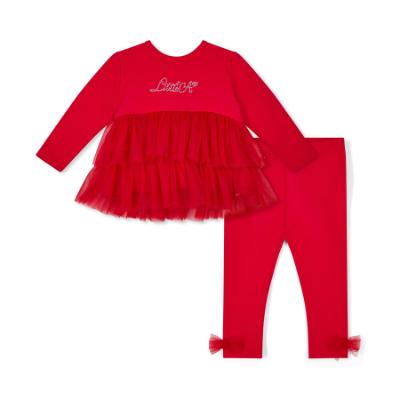 Picture of PRE ORDER Little A Baby Girls Little Bows Kayla Tulle Legging Set - Vibrant Red