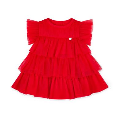 Picture of PRE ORDER Little A Baby Girls Little Bows Khloe Tulle Frill Dress - Vibrant Red